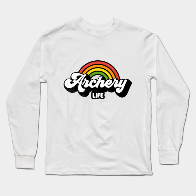 Groovy Rainbow Archery Life Long Sleeve T-Shirt by rojakdesigns